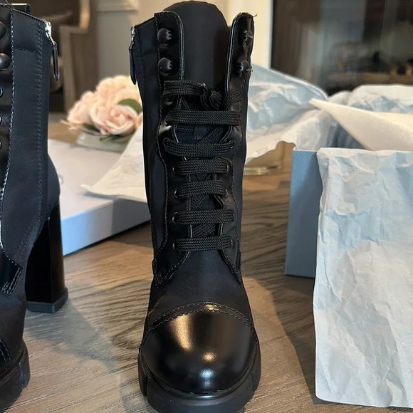 Prada Brushed leather and nylon booties fits size 5.5 / 36 EU black - Picture 6 of 17